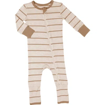 Baby Grey By Everly Grey Kids'  Convertible Zip Romper In Mocha Stripe