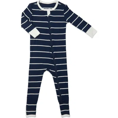 Baby Grey By Everly Grey Kids'  Convertible Zip Romper In Navy Stripe