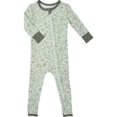 Baby Grey By Everly Grey Kids'  Convertible Zip Romper In Sage Doodle