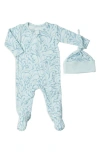 Baby Grey By Everly Grey Babies' Jersey Footie & Hat Set In Blue