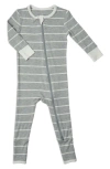Baby Grey By Everly Grey Babies' Print Footie In Heather Grey Stripe