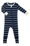 Baby Grey By Everly Grey Babies' Print Footie In Navy Stripe/