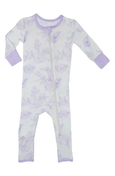 Baby Grey By Everly Grey Print Ruffle Convertible Romper In Purple