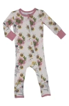 Baby Grey By Everly Grey Print Ruffle Convertible Romper In Camellia