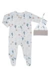 Baby Grey By Everly Grey Seahorse Print Footie & Hat Set In Rodeo