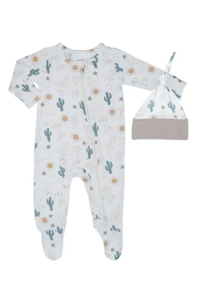 Baby Grey By Everly Grey Seahorse Print Footie & Hat Set In Rodeo