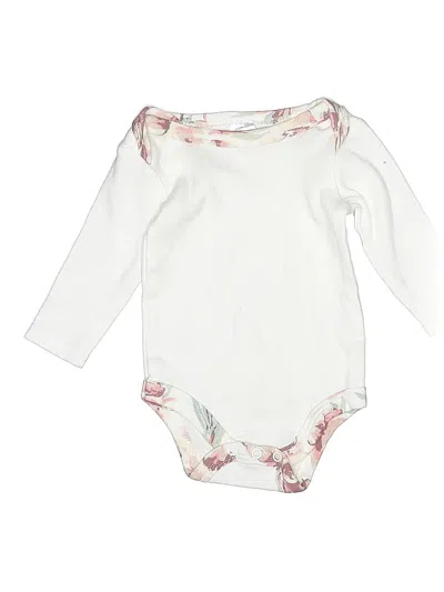 Pre-owned Baby Kiss Babies' Long Sleeve Onesie In White