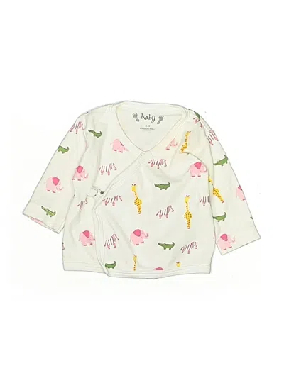 Pre-owned Baby Babies' Long Sleeve Top Ivory V-neck Tops In White