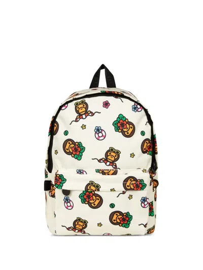 *baby Milo® Store By *a Bathing Ape® Baby Milo Graphic-print Backpack In Neutral
