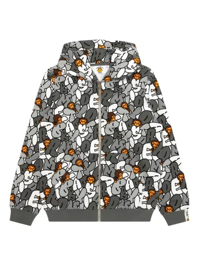 *baby Milo® Store By *a Bathing Ape® Graphic-print Zip-up Hoodie In Gray