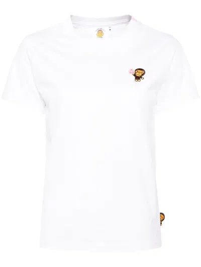 *baby Milo® Store By *a Bathing Ape® Logo-embroidered T-shirt In White