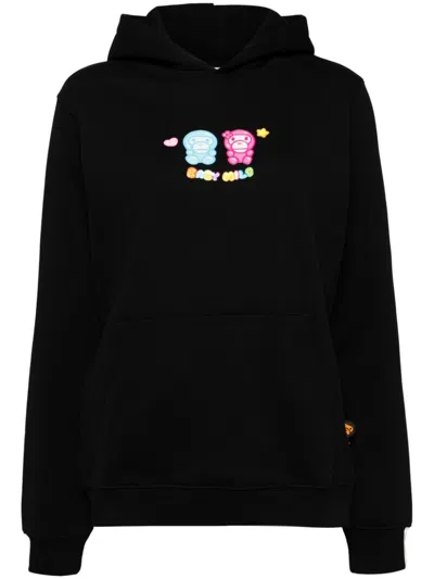 *baby Milo® Store By *a Bathing Ape® Logo-print Long-sleeved Hoodie In 黑色