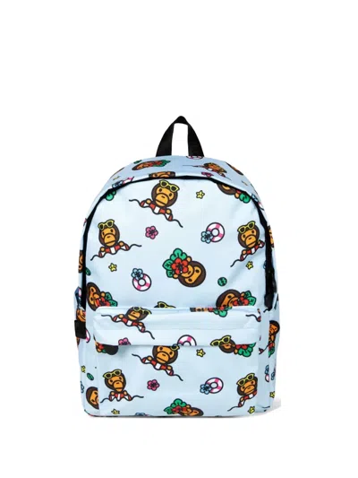 *baby Milo® Store By *a Bathing Ape® Medium Baby Milo Graphic-print Backpack In Blue