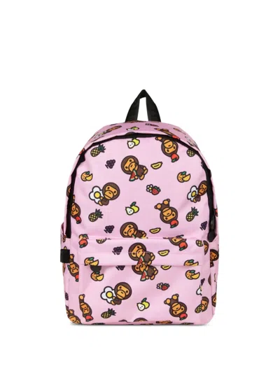 *baby Milo® Store By *a Bathing Ape® Medium Baby Milo Graphic-print Backpack In Pink