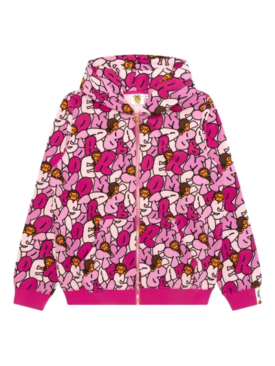 *baby Milo® Store By *a Bathing Ape® Printed Zip-up Hoodie In Pink