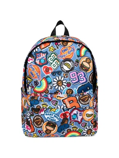 *baby Milo® Store By *a Bathing Ape® Sticker-print Backpack In Blue