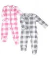 BABY MODE BABY GIRLS FLEECE ZIPPERED FOOTIES, PACK OF 2