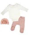 Baby Mode Baby Girls Take Me Home Footed Layette, 3-piece Set In Pink Floral