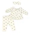 Baby Mode Baby Girls' Tiny Hearts Print Top, Leggings And Headband, 3-piece Set In Neutral