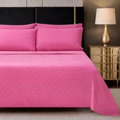 Baby Phat Embossed Microfiber Sheet Set With Extra Pillowcases In Pink