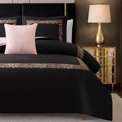 Baby Phat Leopard Hotel Border Comforter Sets In Black