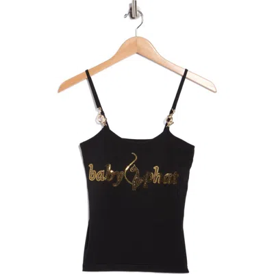 Baby Phat Logo Cami With Metal Trim In Black