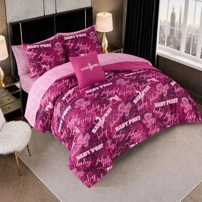 Baby Phat Tossed Logo Reversible Comforter Bed In A Bag In Pink