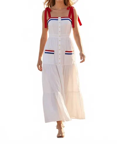 Baby Pink 4th Of July-inspired Maxi Dress In White Combo