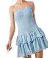 Baby Pink Chloe Strapless Dress In Blue