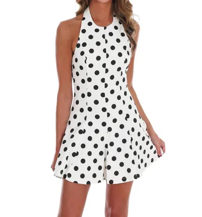 Baby Pink Classic Contrast Polka Dot Mini Dress In White/black In Animal Print