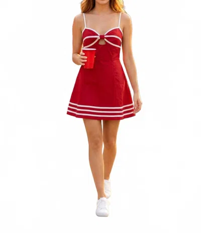Baby Pink Cut Out Bow Back Mini Dress In Red/white