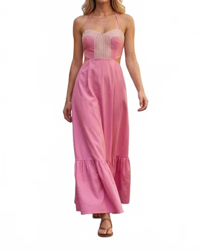 Baby Pink Cut-out Corset Maxi Dress In Pink