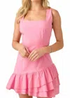 Baby Pink Drop Pleated Mini Dress In Pink In Pink