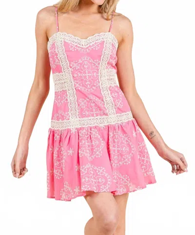 BABY PINK FINLEY EMBROIDERED MINI DRESS IN PINK