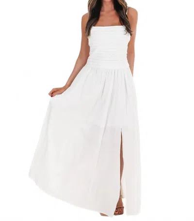 Baby Pink Fresh Take Ruched Maxi Dress In White