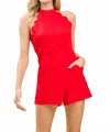 Baby Pink Gameday Halter Neckline Romper In Red In Red