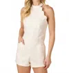 Baby Pink Halter Scallop Romper In White