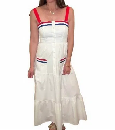 Baby Pink Patriotic Maxi Dress In White