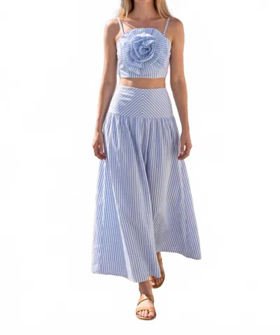 Baby Pink Rosette Stripe Two-piece Set In Blue