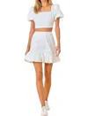 Baby Pink Ruffle Hem Skirt In White In White