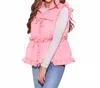 Baby Pink Ruffled Detail Back Bow Padded Down Vest In Pink