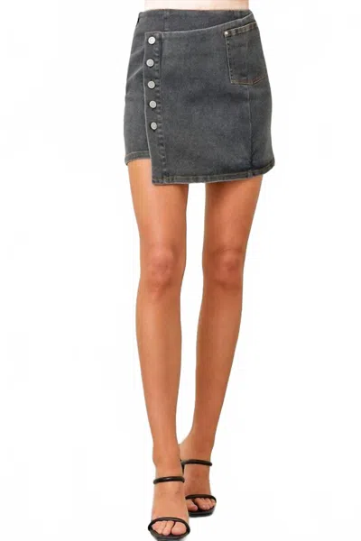 Baby Pink Sharon Mini Denim Skirt In Black In Gray
