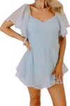 Baby Pink Sheer Overlay Dress In Light Blue In Blue