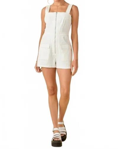 Baby Pink Sleeveless Cotton Blend Romper In White