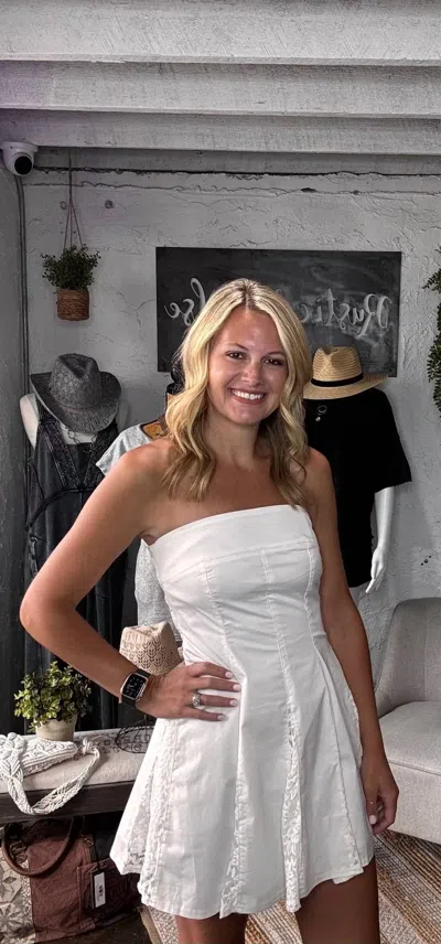Baby Pink Strapless Dress In White
