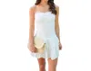 Baby Pink Strapless Ruffle Mini Dress In White In White