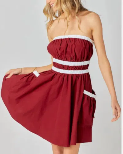 Baby Pink The Presley Dress In Red/white
