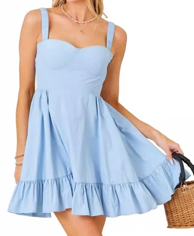 Baby Pink Tiered Mini Dress In Blue In Multi