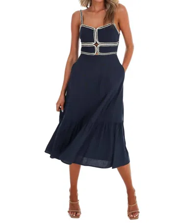 Baby Pink Women's Florence Nights Midi Dress In Navy In Blue