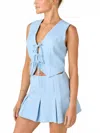 Baby Pink Women's Front Tie Top And Skort Set In Sky Blue In Blue